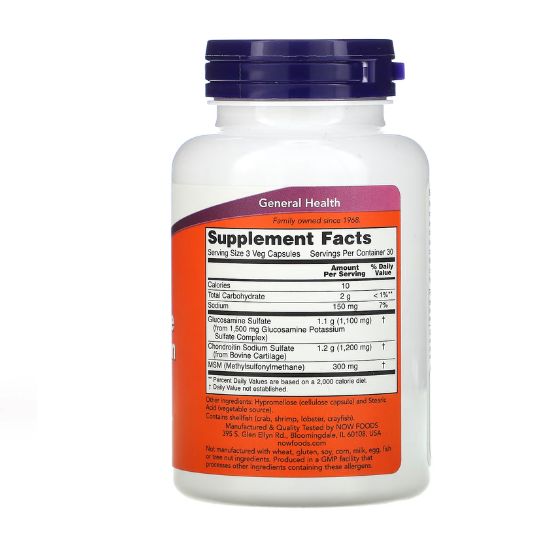 Glucosamine & Chondroitin with MSM, 90 caps, NOW Foods - Vitax.ro
