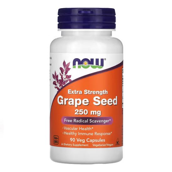 Grape Seed, 250mg Extra Strength, 90 vcaps, NOW Foods - Vitax.ro