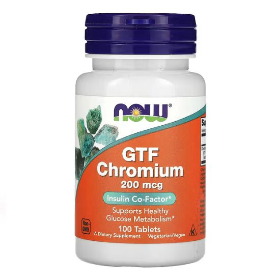 GTF Chromium, 200mcg, 100 tablets, NOW Foods - Vitax.ro