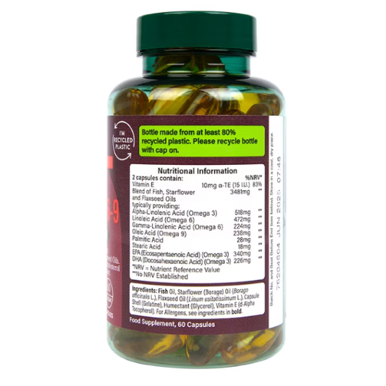 High Strength Triple Omega 3-6-9, 60 caps, Holland & Barrett - Vitax.ro