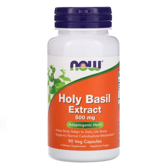 Holy Basil Extract, 500mg, 90 vcaps, NOW Foods - Vitax.ro