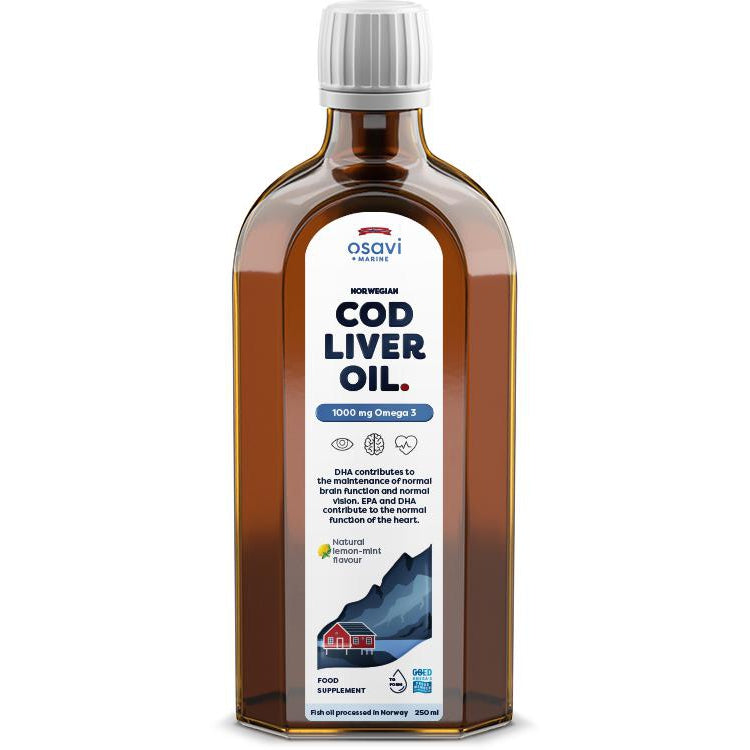 Norwegian Cod Liver Oil, 1000mg Omega 3 (Lemon-Mint) - 250 ml. - Vitax.ro