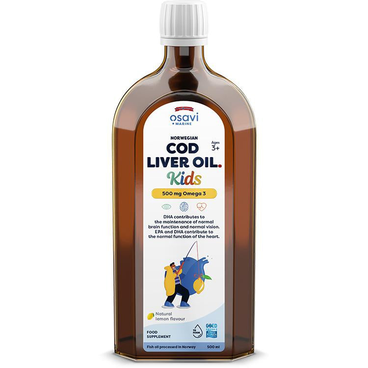 Norwegian Cod Liver Oil Kids, 500mg Omega 3 (Lemon) - 500 ml. - Vitax.ro