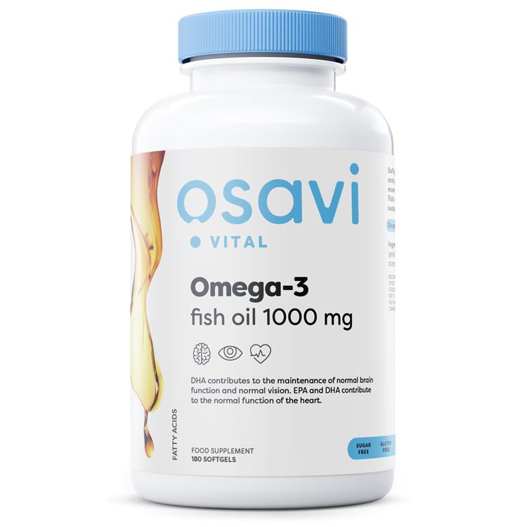 Omega-3 Fish Oil, 1000mg (Unflavoured) - 180 softgels - Vitax.ro