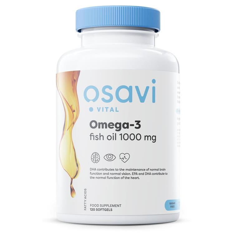 Omega-3 Fish Oil, 1000mg (Unflavoured) - 120 softgels - Vitax.ro