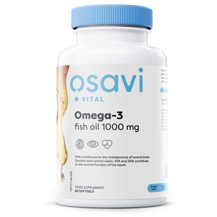 Omega-3 Fish Oil, 1000mg (Unflavoured) - 60 softgels - Vitax.ro