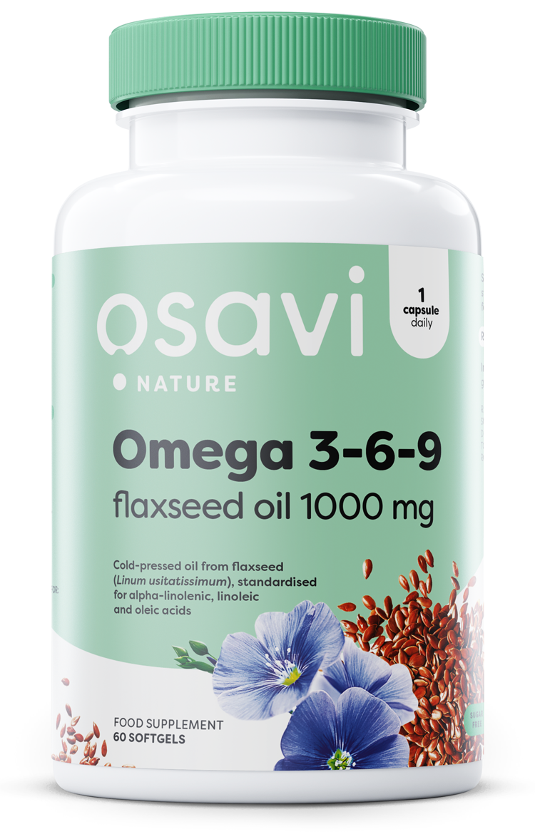 Omega 3-6-9 Flaxseed Oil, 1000mg - 60 softgels - Vitax.ro