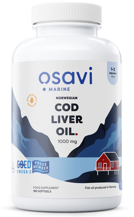 Norwegian Cod Liver Oil Softgels, 1000mg (Lemon) - 180 softgels - Vitax.ro