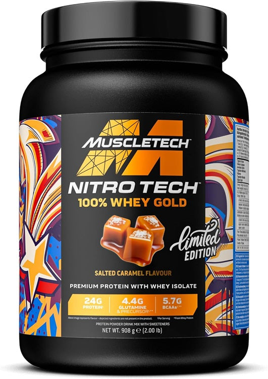 Nitro-Tech 100% Whey Gold, Salted Caramel - 908g - Vitax.ro