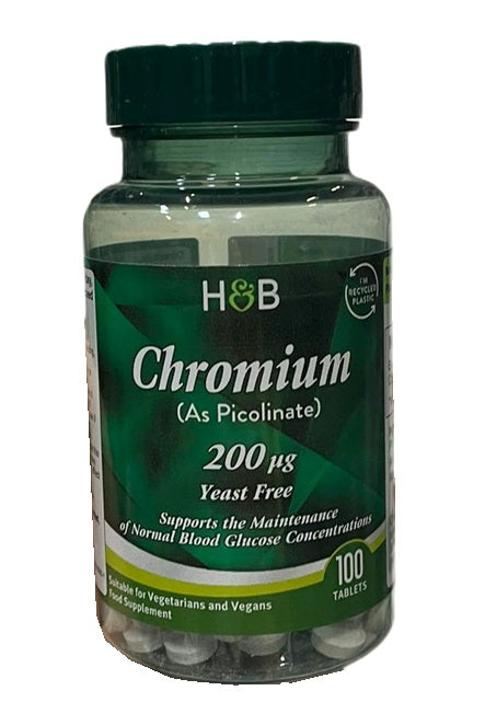 Chromium Picolinate, 200mcg, 100 tabs, Holland & Barrett - Vitax.ro