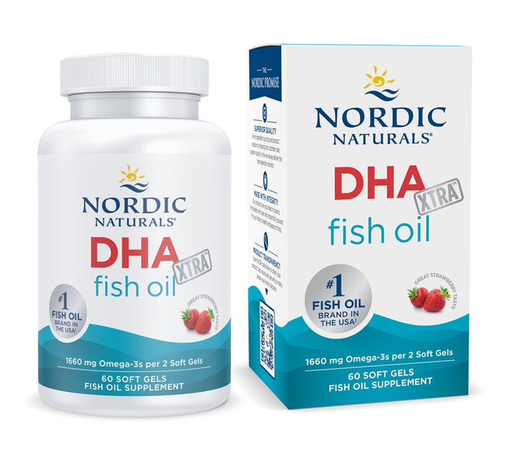 DHA Xtra Fish Oil, 1660mg Strawberry, 60 softgels, Nordic Naturals