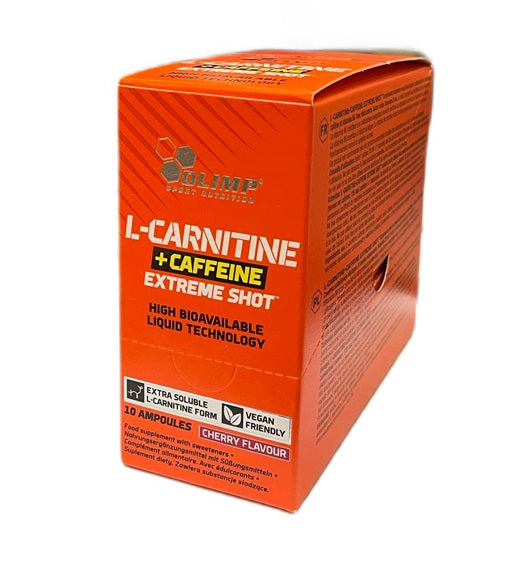 L-Carnitine + Caffeine Extreme Shot, Cherry, 10 x 25 ml, Olimp Nutrition - Vitax.ro