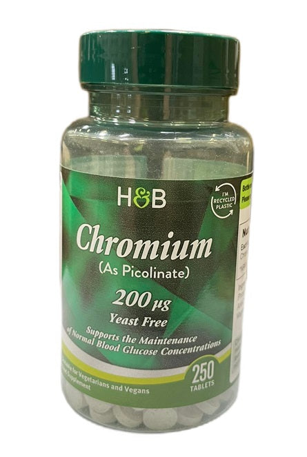 Chromium Picolinate, 200mcg, 250 tabs, Holland & Barrett - Vitax.ro