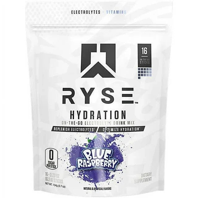 Hydration Sticks, Blue Raspberry, 16 x 6.5g, RYSE - Vitax.ro
