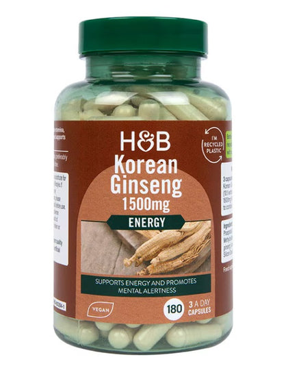 Korean Ginseng, 1500mg, 180 vcaps, Holland & Barrett - Vitax.ro