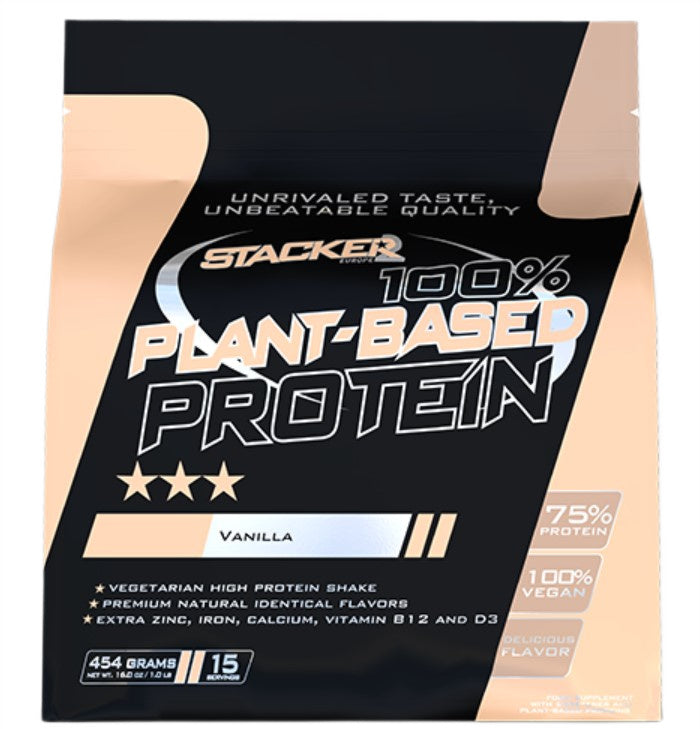 100% Plant Based Protein, Vanilla, 454g, Stacker2 Europe - Vitax.ro