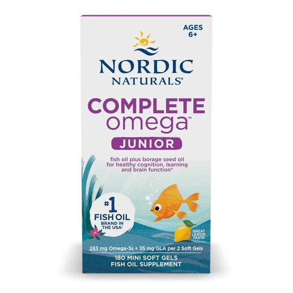 Complete Omega Junior, 283mg Lemon, 180 mini softgels, Nordic Naturals - Vitax.ro