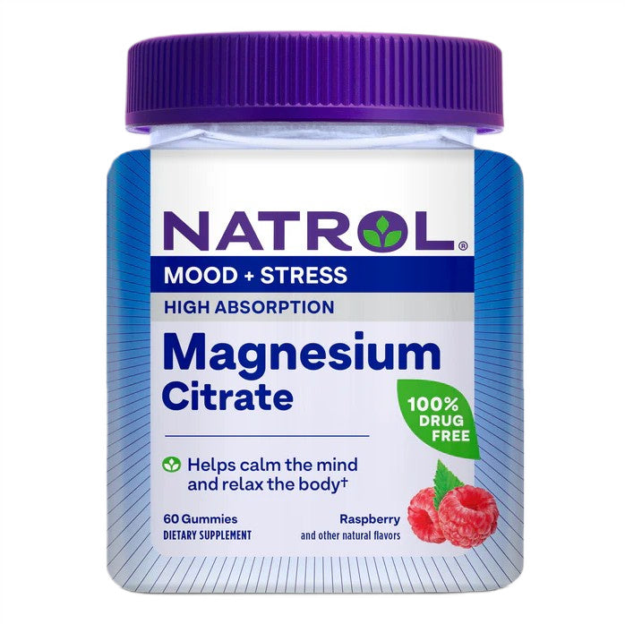 High Absorption Magnesium Citrate, Raspberry, 60 gummies, Natrol - Vitax.ro