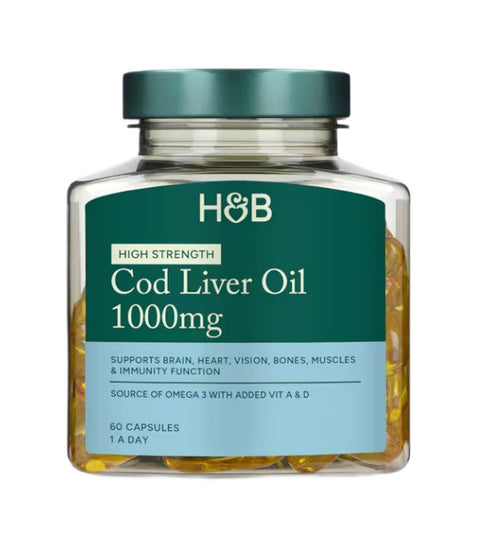 High Strength Cod Liver Oil, 1000mg, 60 caps, Holland & Barrett - Vitax.ro