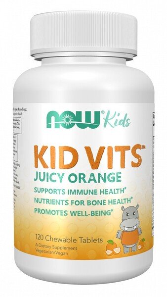Kid Vits, Juicy Orange, 120 chewables, NOW Foods - Vitax.ro