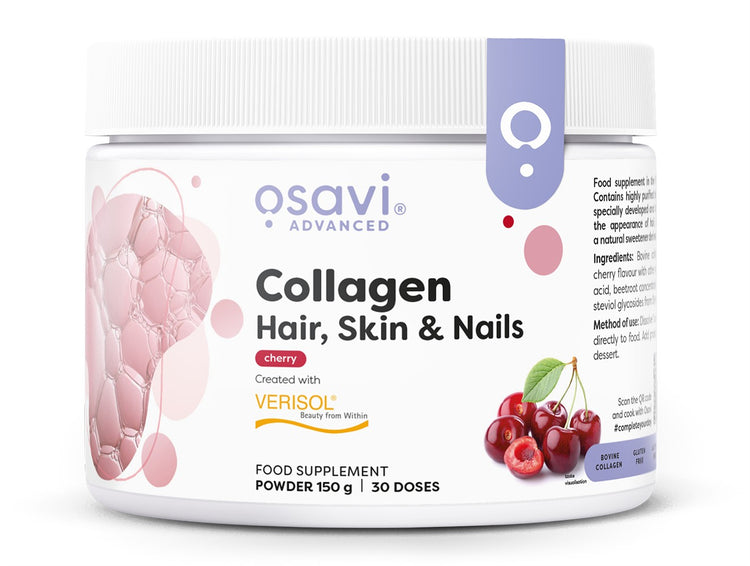 Collagen Peptides - Hair, Skin & Nails, Cherry, 150g, Osavi - Vitax.ro