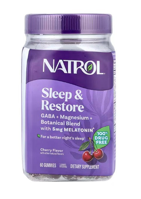 Sleep & Restore with Melatonin, Cherry, 60 gummies, Natrol - Vitax.ro