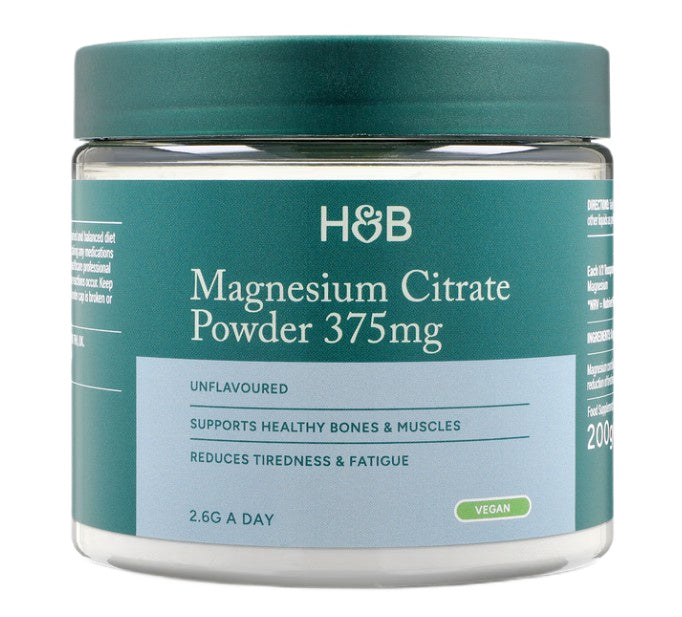 Magnesium Citrate Powder, 375mg (Unflavored), 200g, Holland & Barrett - Vitax.ro