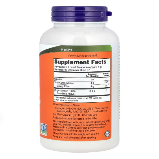 Inulin Powder, Organic, 227g, NOW Foods - Vitax.ro