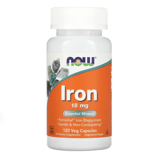 Iron, 18mg, 120 vcaps, NOW Foods - Vitax.ro