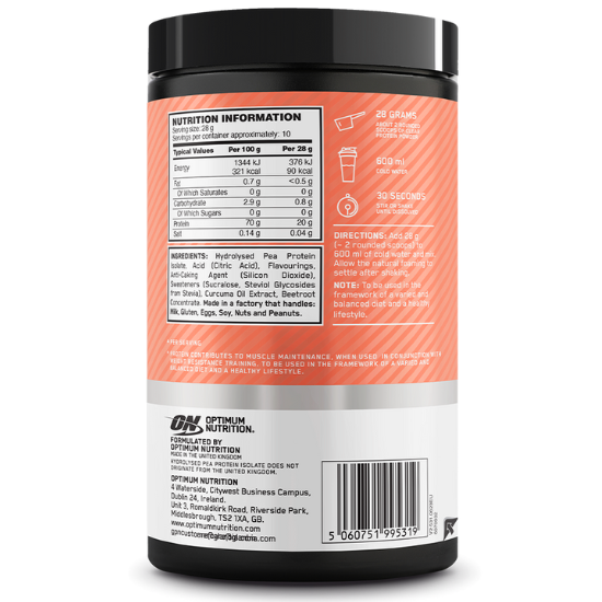 Clear Protein 100% Plant Protein Isolate, 280g, Juicy Peach, Optimum Nutrition - Vitax.ro