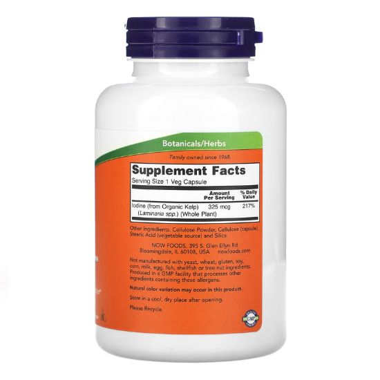Kelp, 325mcg, 250 vcaps, NOW Foods - Vitax.ro