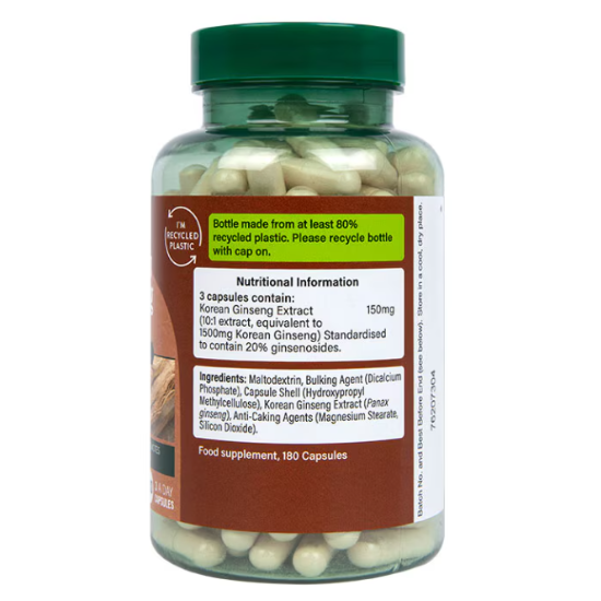 Korean Ginseng, 1500mg, 180 vcaps, Holland & Barrett - Vitax.ro