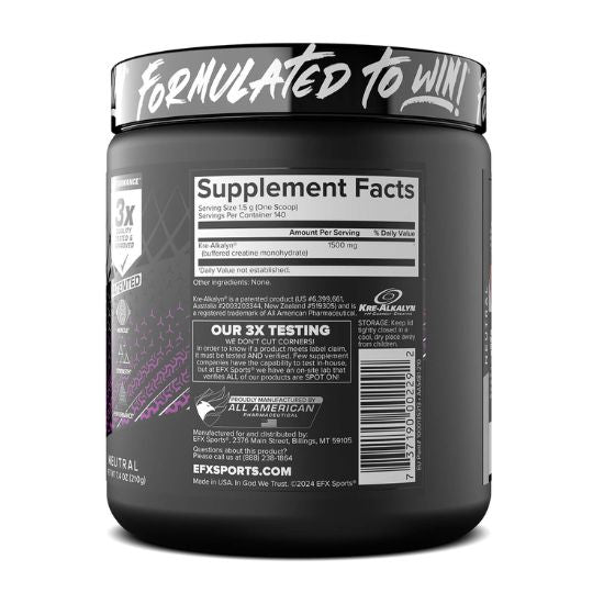 Kre-Alkalyn Powder, Neutral, 210g, EFX Sports - Vitax.ro