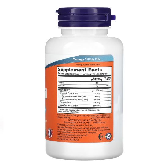 Krill Oil, 500mg, 120 softgels, NOW Foods - Vitax.ro