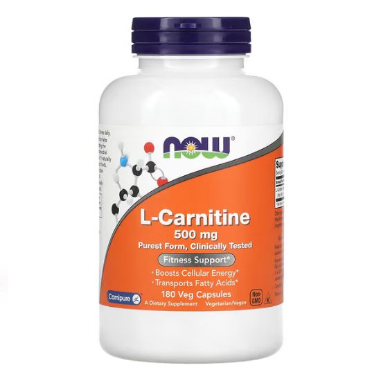L-Carnitine, 500mg, 180 vcaps, NOW Foods - Vitax.ro