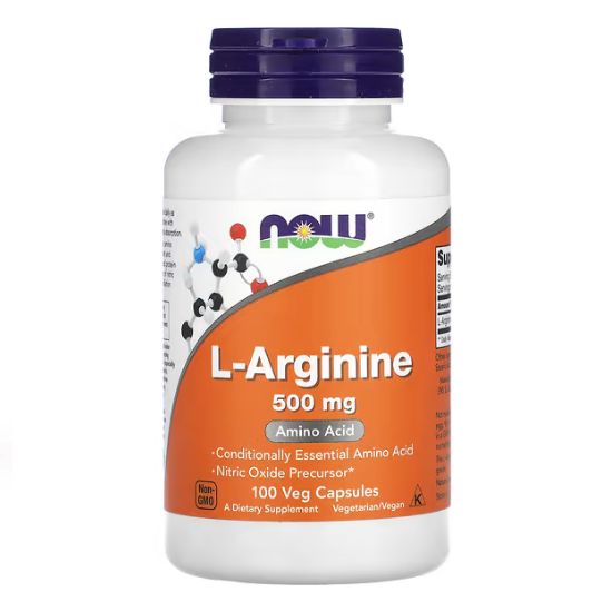 L-Arginine, 500mg, 100 caps, NOW Foods - Vitax.ro