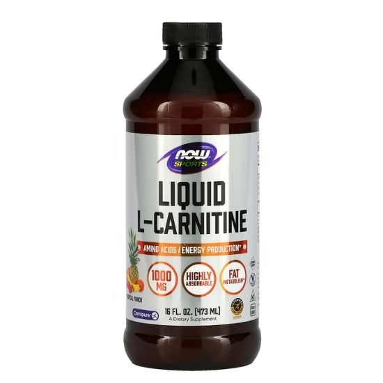 L-Carnitine Liquid, 1000mg Tropical Punch, 473 ml, NOW Foods - Vitax.ro