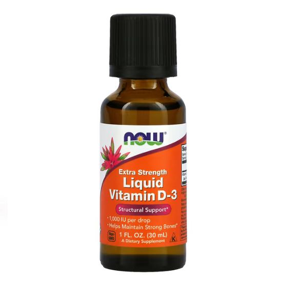 Vitamin D-3 Liquid, 1000 IU (Extra Strength), 30 ml, NOW Foods - Vitax.ro