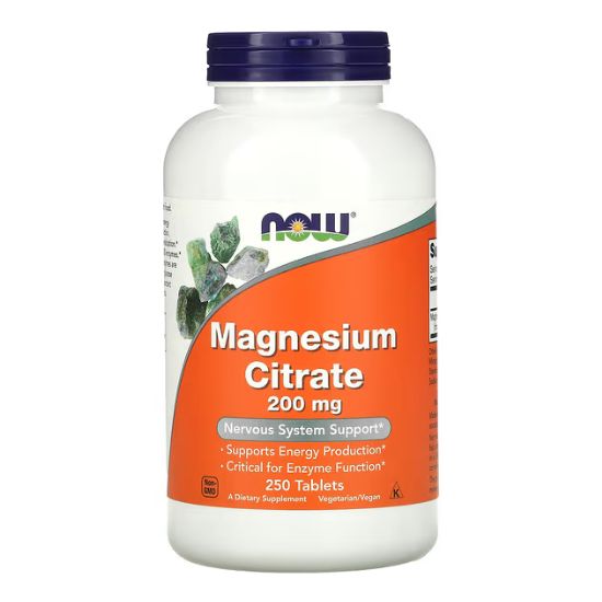 Magnesium Citrate, 200mg, 250 tablets, NOW Foods - Vitax.ro
