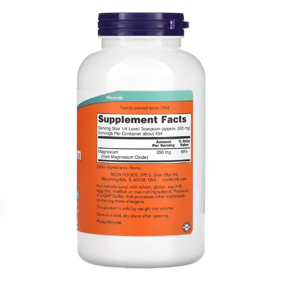 Magnesium Oxide, Pure Powder, 227g, NOW Foods - Vitax.ro