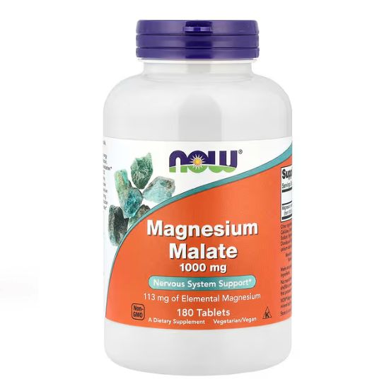 Malat de Magneziu 1000mg, 180 Tablete, NOW Foods - Vitax.ro