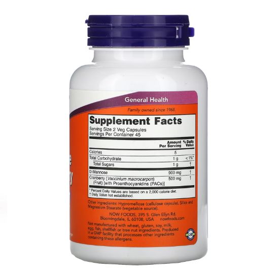 Mannose Cranberry, 90 vcaps, NOW Foods - Vitax.ro