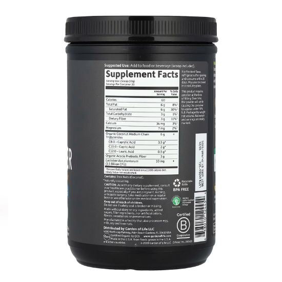 Dr Formulated Keto Organic MCT Powder, 300g, Garden of Life - Vitax.ro