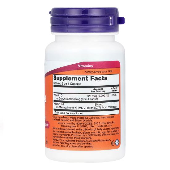 Mega D-3 & MK-7, 60 vcaps, NOW Foods - Vitax.ro