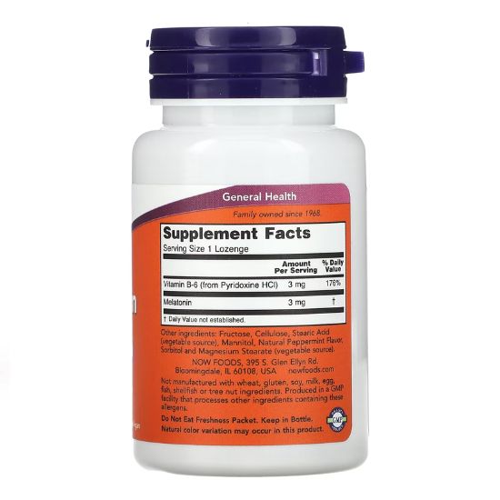 Melatonin Chewable, 3mg, 90 lozenges, NOW Foods - Vitax.ro