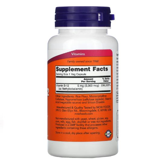Methyl B-12, 5000mcg, 90 vcaps, NOW Foods - Vitax.ro