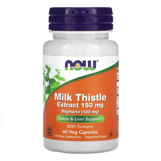 Milk Thistle Extract with Turmeric, 150mg, 60 vcaps, NOW Foods - Vitax.ro