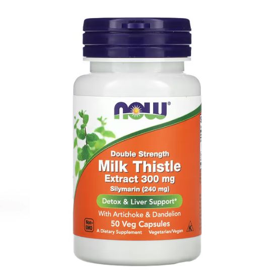Milk Thistle Extract with Artichoke & Dandelion, Double Strength 300mg, 50 vcaps, NOW Foods - Vitax.ro