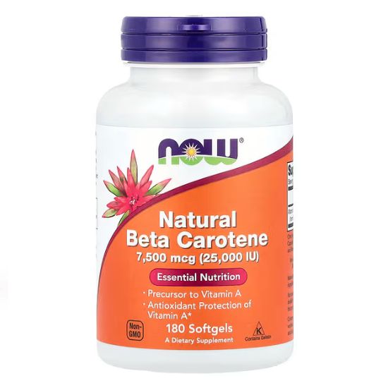 Beta Carotene Natural, 25 000 IU, 180 softgels, NOW Foods - Vitax.ro