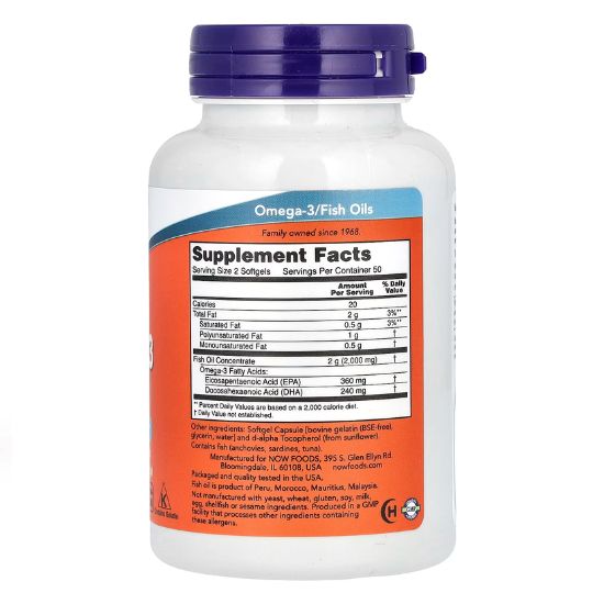 Omega-3 Molecularly Distilled, 100 softgels, NOW Foods - Vitax.ro